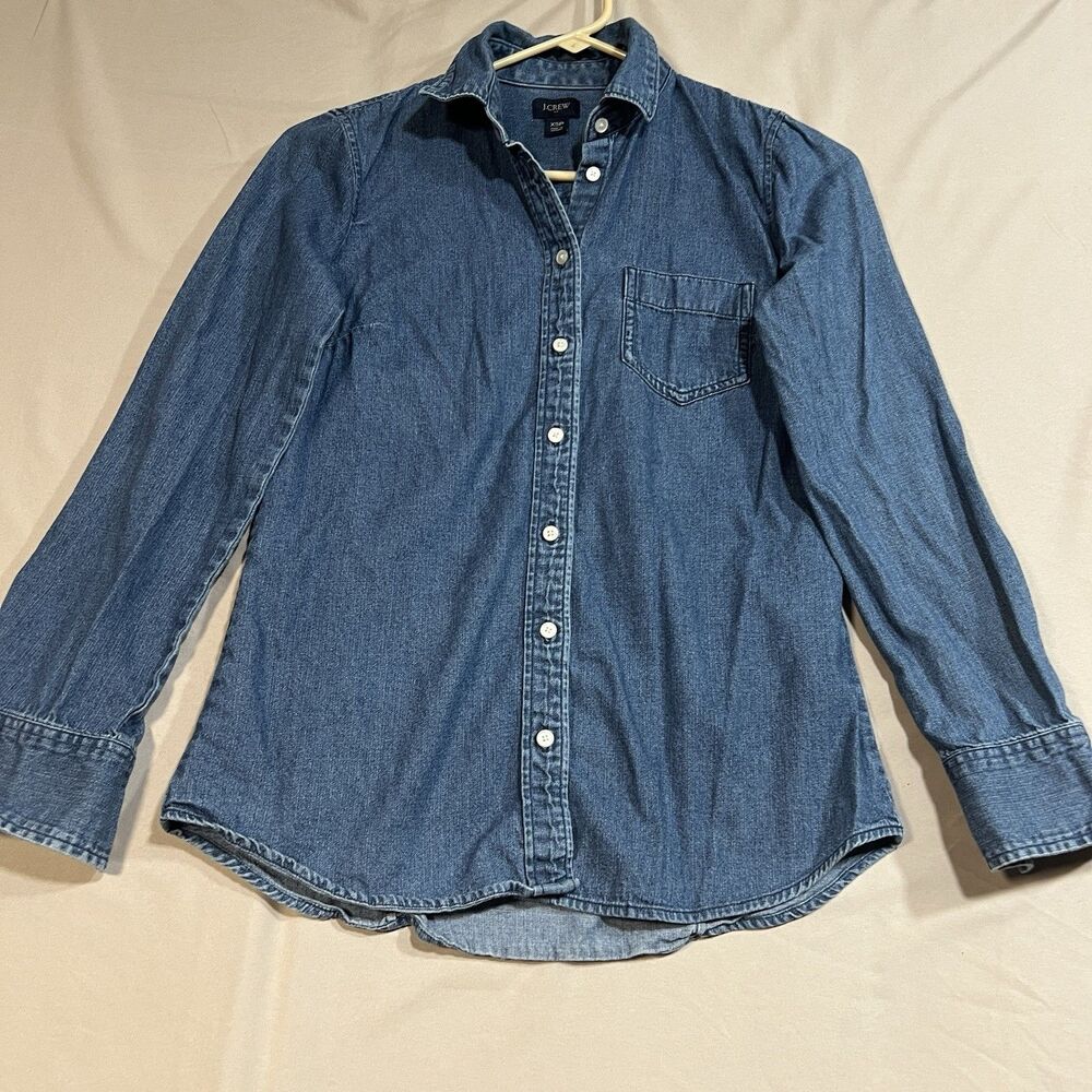 J. Crew Denim Button-Down Shirt in Medium Blue